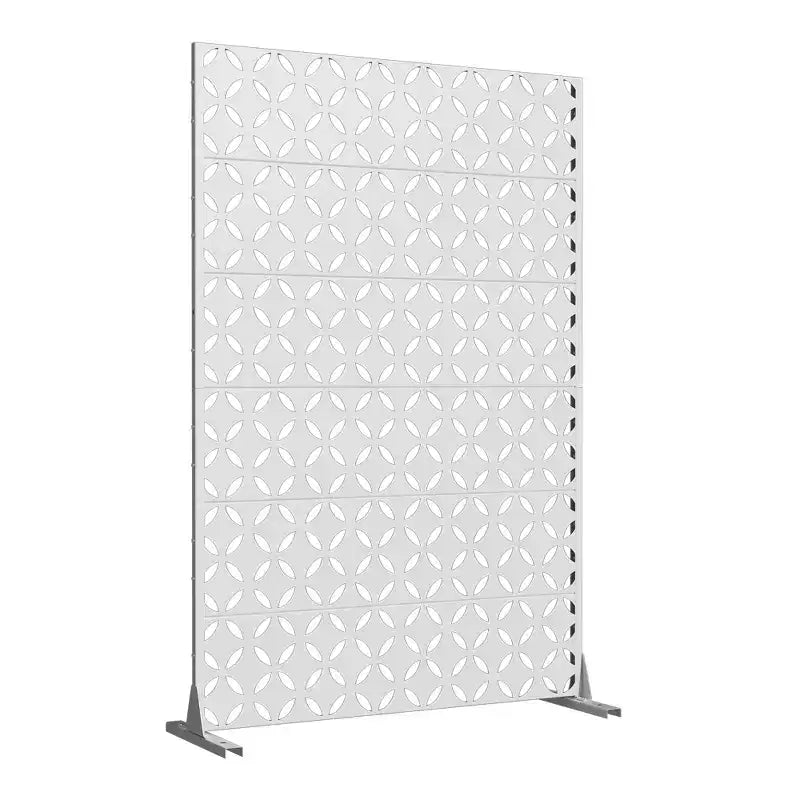 Jardinière en métal blanc Dovelina 72 H47W avec treillis pour brise-vue pour café, terrasse, jardin et balcons