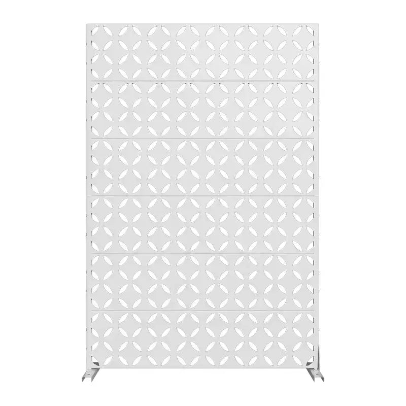 Jardinière en métal blanc Dovelina 72 H47W avec treillis pour brise-vue pour café, terrasse, jardin et balcons