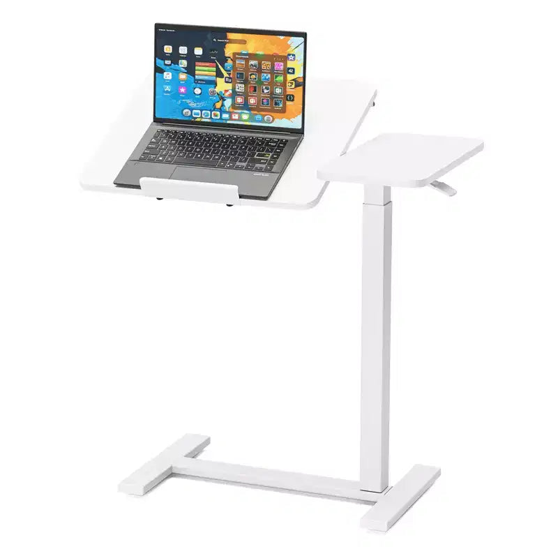 MAYEERTY Overbed Table with Wheels Adjustable Computer Desk Wood End Table