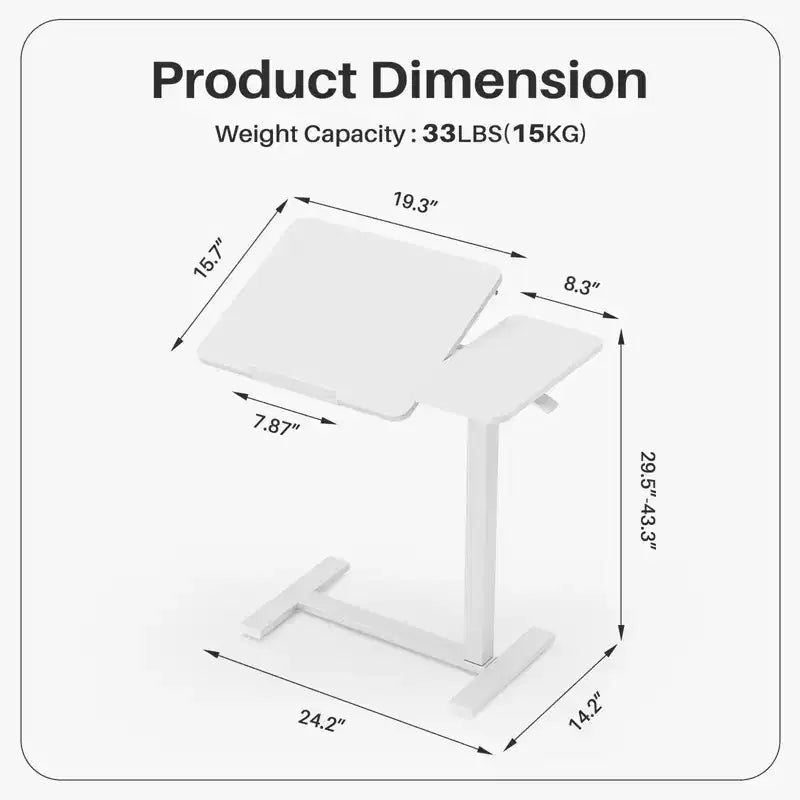 MAYEERTY Table de lit avec roulettes Bureau d'ordinateur réglable Table d'appoint en bois