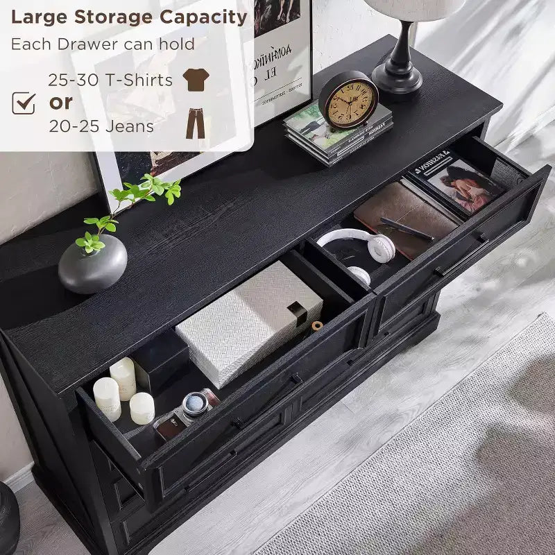 Commode SinCiDo à 8 tiroirs pour chambre à coucher, commode rustique en bois de style ferme avec poignée en métal, organisateur de tiroirs rustique de 52 po de large