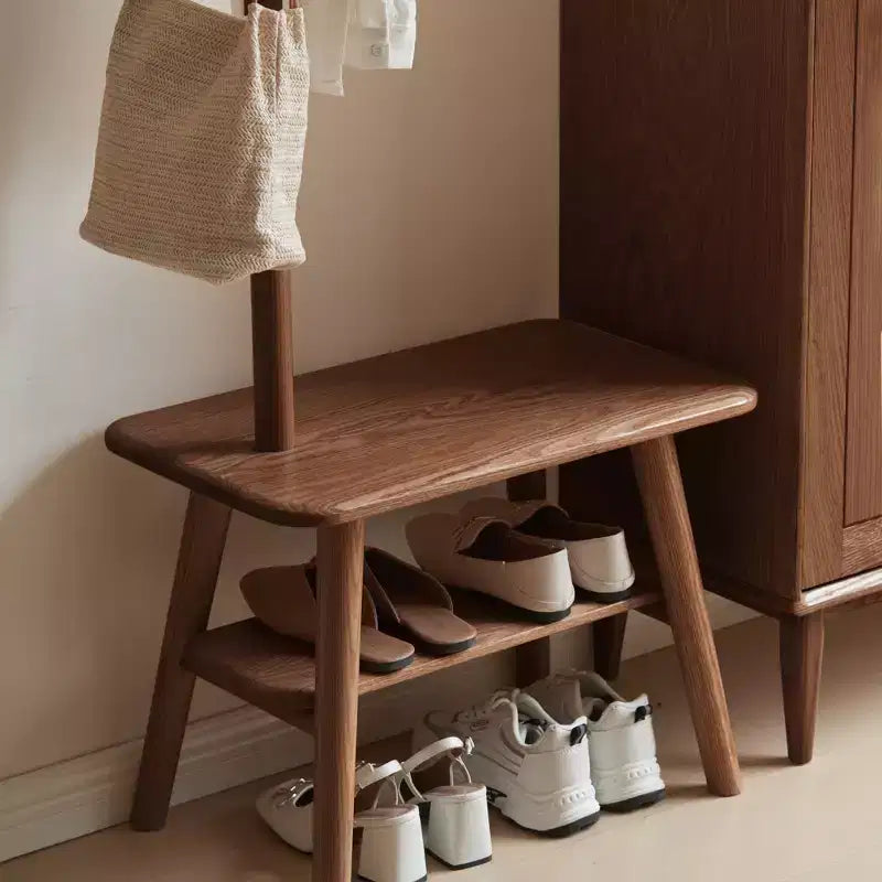 Christopher Knight Home Carpenter Banc à chaussures en bois massif naturel de style moderne du milieu du siècle avec porte-chiffon