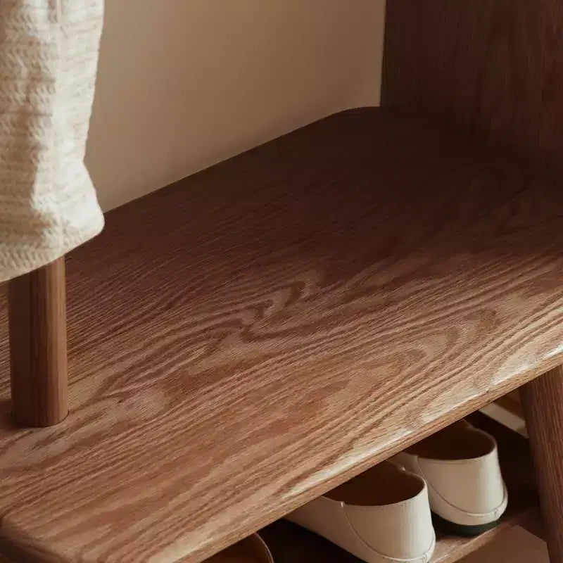 Christopher Knight Home Carpenter Banc à chaussures en bois massif naturel de style moderne du milieu du siècle avec porte-chiffon