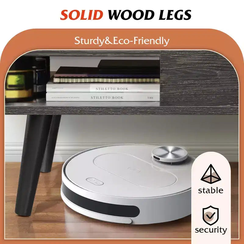 Table basse relevable GALAXHERO pour salon, petite table basse avec rangement, compartiment caché et étagère réglable, style milieu de siècle moderne