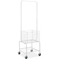 VEVOR Metal Rolling Laundry Basket with Hanging Garment Rack, Height Adjustment Laundry Hamper Cart with Basket Load and Shelf Load