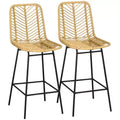 Vatros Rattan Bar Stools Set, 26 Counter Height Barstools, Boho Kitchen Island Stools with Breathable Wicker Seat and Back