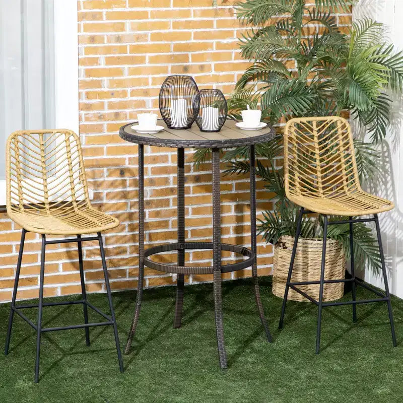 Tabourets de bar en rotin Vatros, lot de 2 tabourets de comptoir de 66 cm, tabourets de cuisine bohème avec assise et dossier en osier respirant