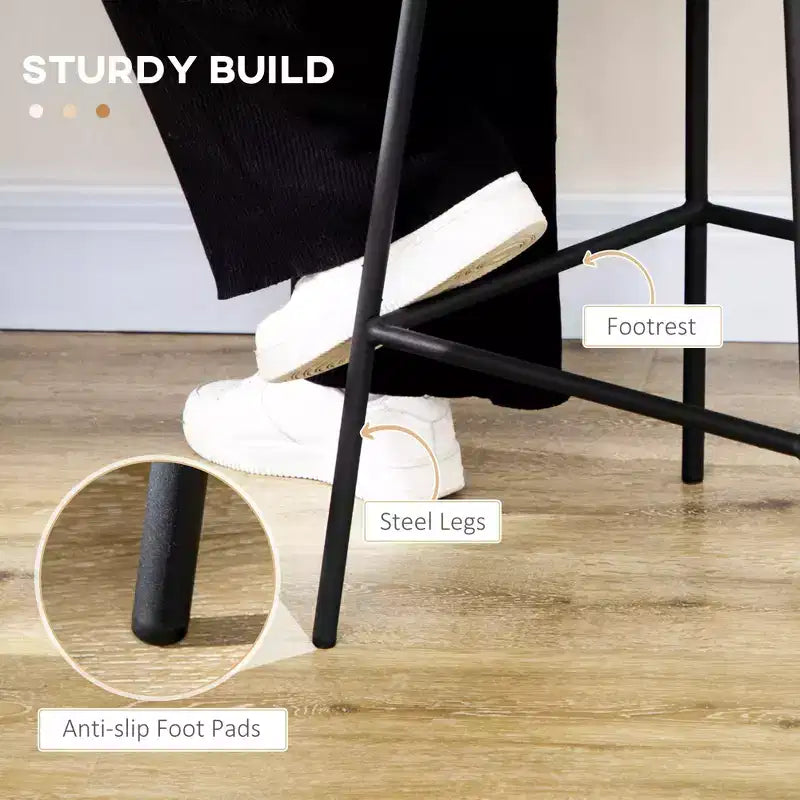 Tabourets de bar en rotin Vatros, lot de 2 tabourets de comptoir de 66 cm, tabourets de cuisine bohème avec assise et dossier en osier respirant