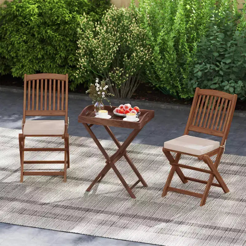 Costway Table d'appoint pliable en bois de teck massif 28" de haut avec plateau amovible, 1/2 pièces