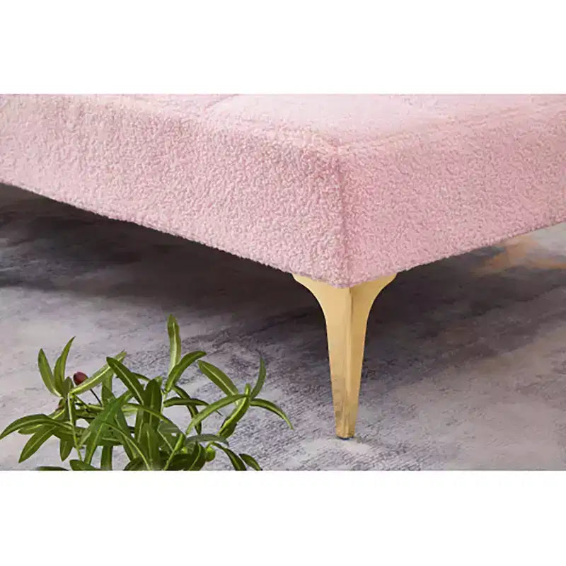 Canapé convertible en futon Tissu Teddy moderne Canapé-lit avec dossier réglable Pieds en métal pour petits espaces Salon