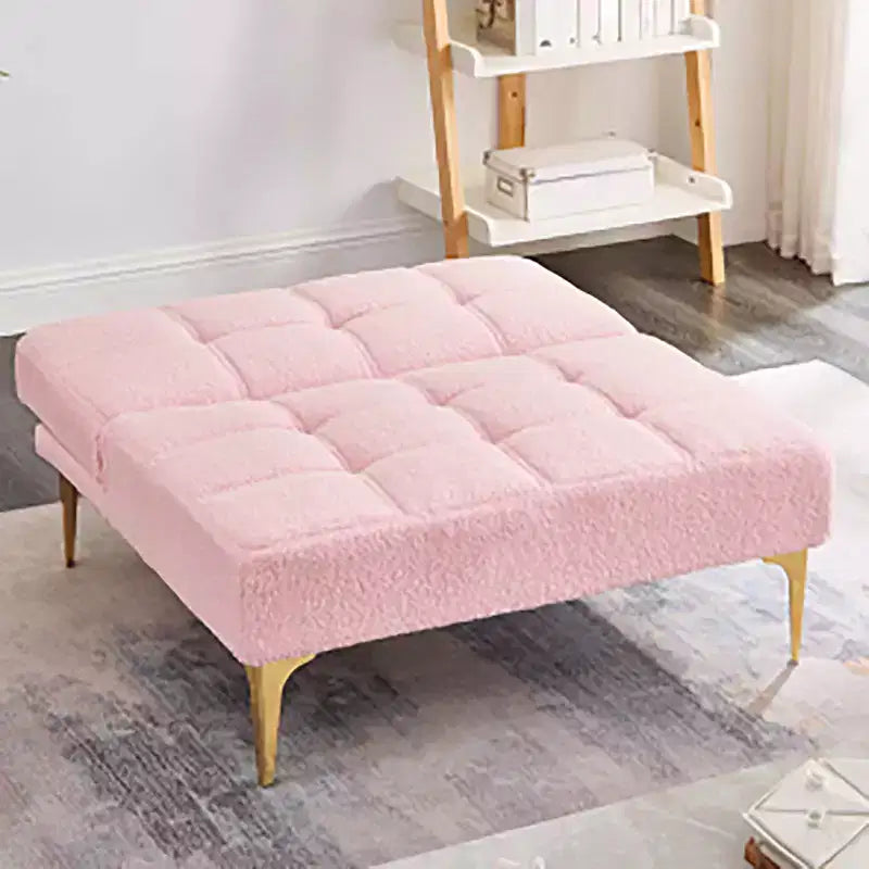 Canapé convertible en futon Tissu Teddy moderne Canapé-lit avec dossier réglable Pieds en métal pour petits espaces Salon