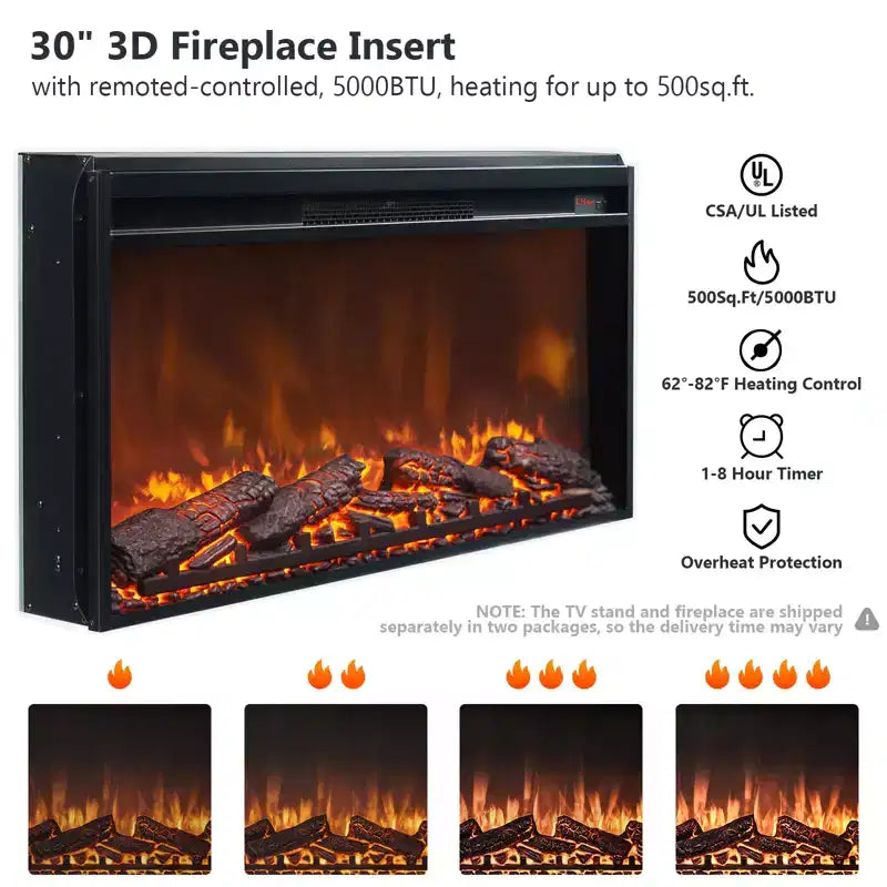 Meuble TV avec cheminée pour téléviseur de 80 pouces, meuble de divertissement style ferme de 32 pouces de haut avec tiroir, console média avec porte coulissante de style grange pour salon