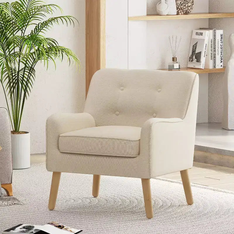 Christopher Knight Home Calix Mid-Century Modern Button Tufted Upholstered Accent Chair
