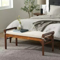 GDFStudio Bykes Contemporary Acacia Wood Bench with Cushion, Mahogany and Cream