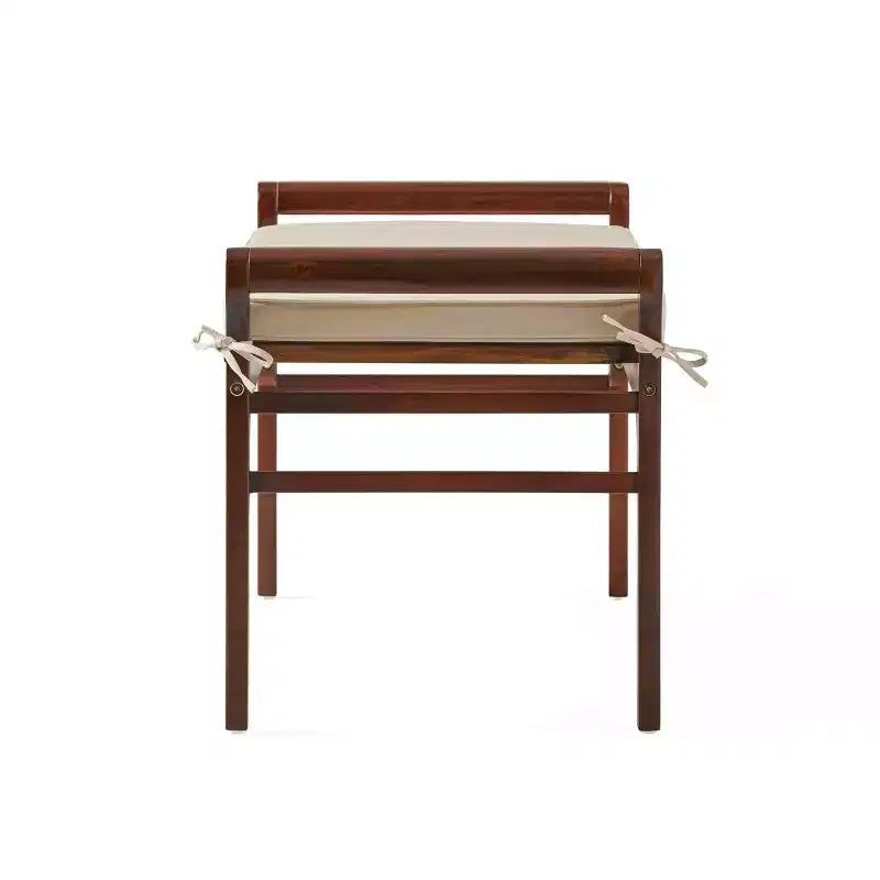Banc contemporain GDFStudio Bykes en bois d'acacia avec coussin, acajou et crème