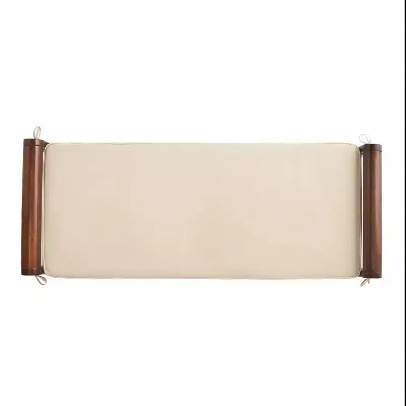 Banc contemporain GDFStudio Bykes en bois d'acacia avec coussin, acajou et crème