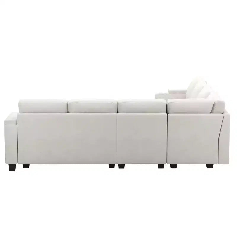 Canapé d'angle modulable 8 places en chenille Belffin en forme de U - Canapé convertible avec rangement caché et assemblage sans outils