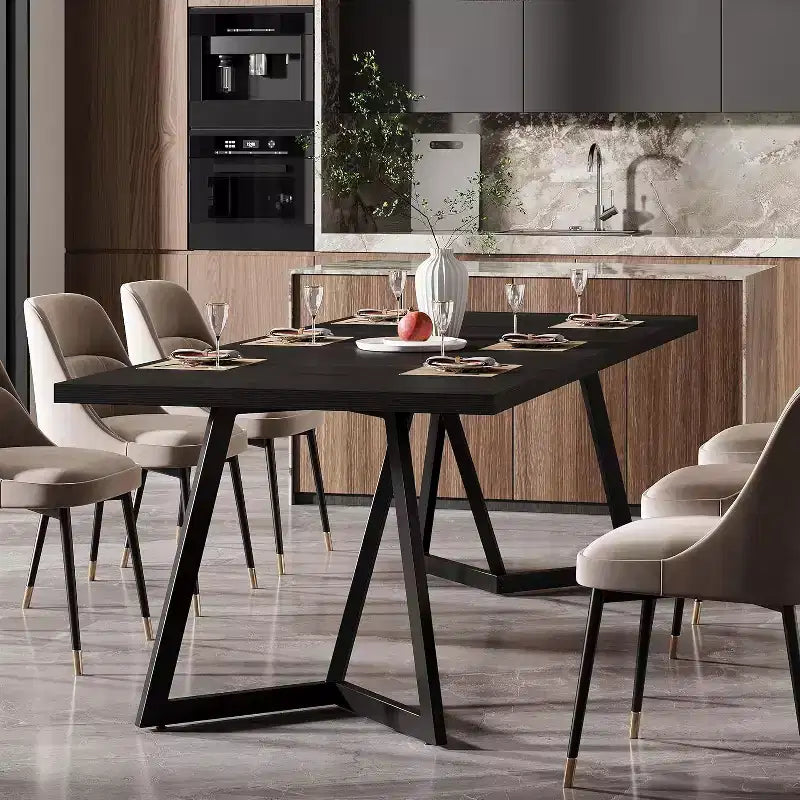 Lantine Table de Salle à Manger Grande de 70,87 Pouces pour 4 à 6 Personnes, Table à Manger Rectangulaire Moderne avec Cadre Métallique