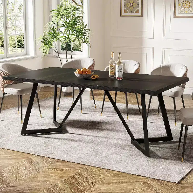 Lantine Table de Salle à Manger Grande de 70,87 Pouces pour 4 à 6 Personnes, Table à Manger Rectangulaire Moderne avec Cadre Métallique