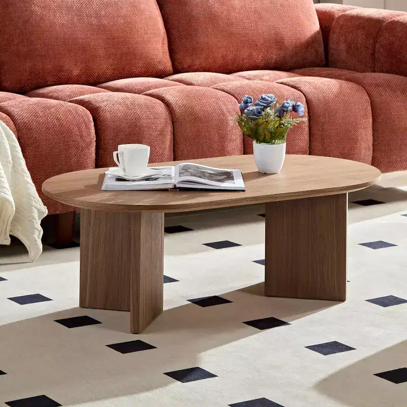 Table basse Vatros Wood Table basse moderne du milieu du siècle Table basse ovale