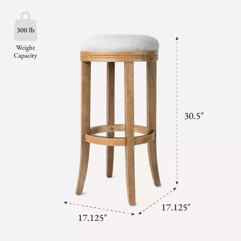 Tabouret de bar de cuisine Maven Lane Eva avec revêtement en tissu 31 po