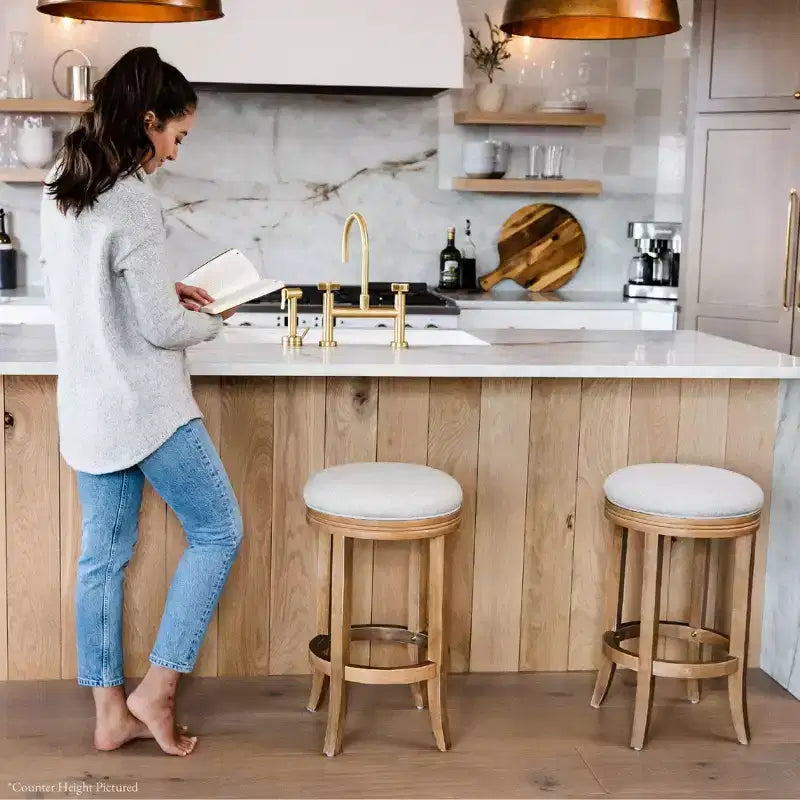 Tabouret de bar de cuisine Maven Lane Eva avec revêtement en tissu 31 po