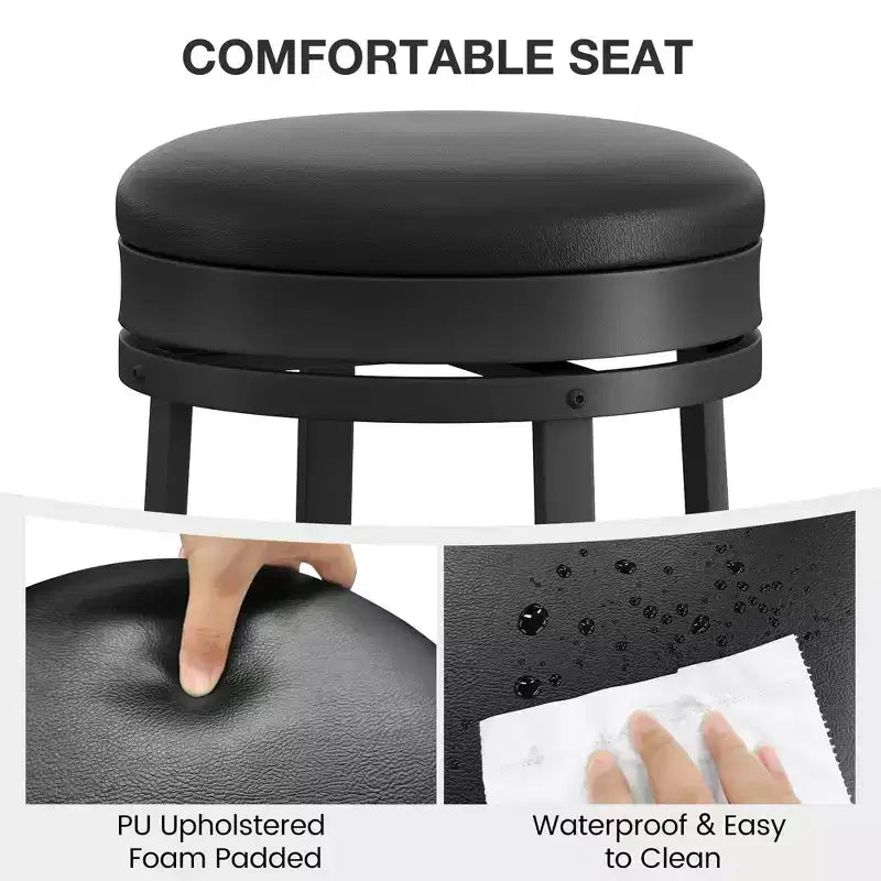 Tabourets de bar pivotants Whizmax 24'' avec repose-pieds, tabourets de bar modernes hauteur comptoir avec revêtement en cuir PU et structure en métal pour îlot de cuisine