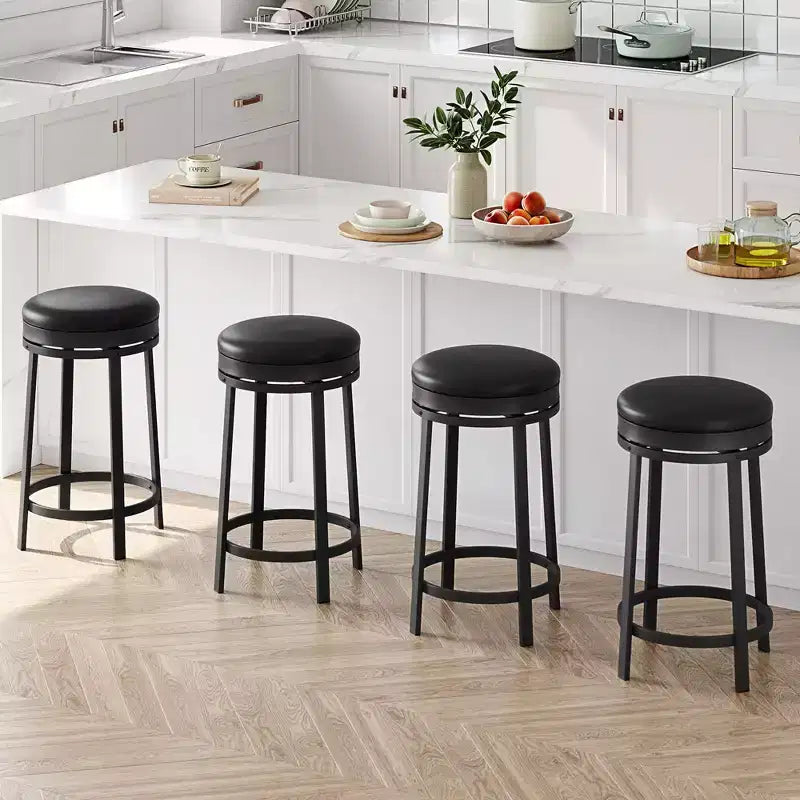 Tabourets de bar pivotants Whizmax 24'' avec repose-pieds, tabourets de bar modernes hauteur comptoir avec revêtement en cuir PU et structure en métal pour îlot de cuisine