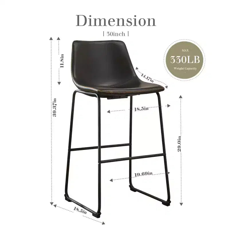 MAYEERTY Tabourets de Bar sans Accoudoirs en Similicuir avec Pieds en Métal et Repose-Pieds, pour Maison, Bureau, Îlot de Cuisine