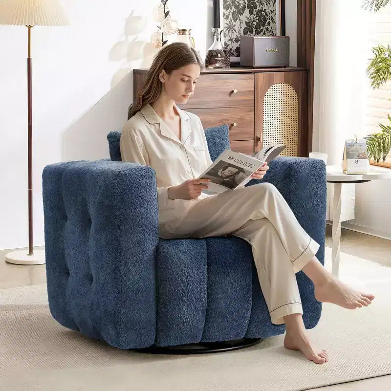 Chaise pivotante Hyleory à cadre en bois, rembourrage en tissu doux, rotation à 360°, design ergonomique confortable pour le salon et le bureau