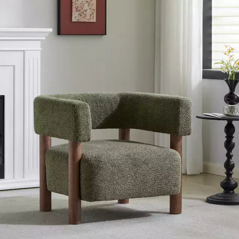Fauteuil d'appoint rembourré en boucle Bram de Christopher Knight Home en bois d'hévéa avec dossier ouvert incurvé