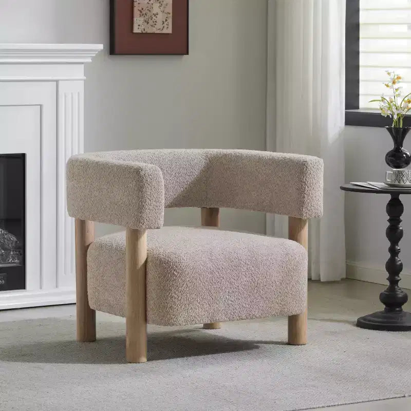 Fauteuil d'appoint rembourré en boucle Bram de Christopher Knight Home en bois d'hévéa avec dossier ouvert incurvé