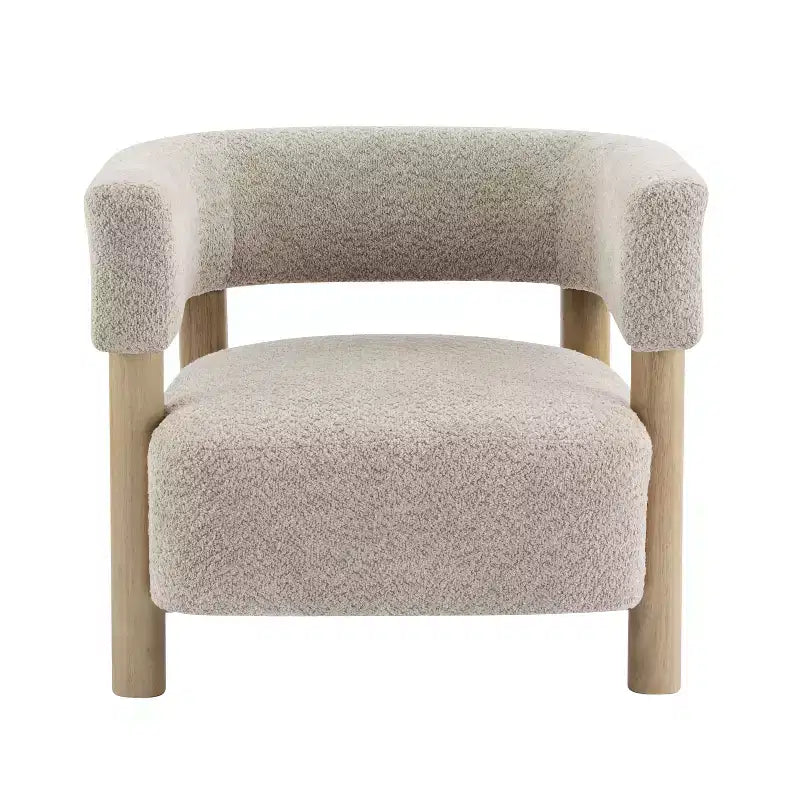 Fauteuil d'appoint rembourré en boucle Bram de Christopher Knight Home en bois d'hévéa avec dossier ouvert incurvé