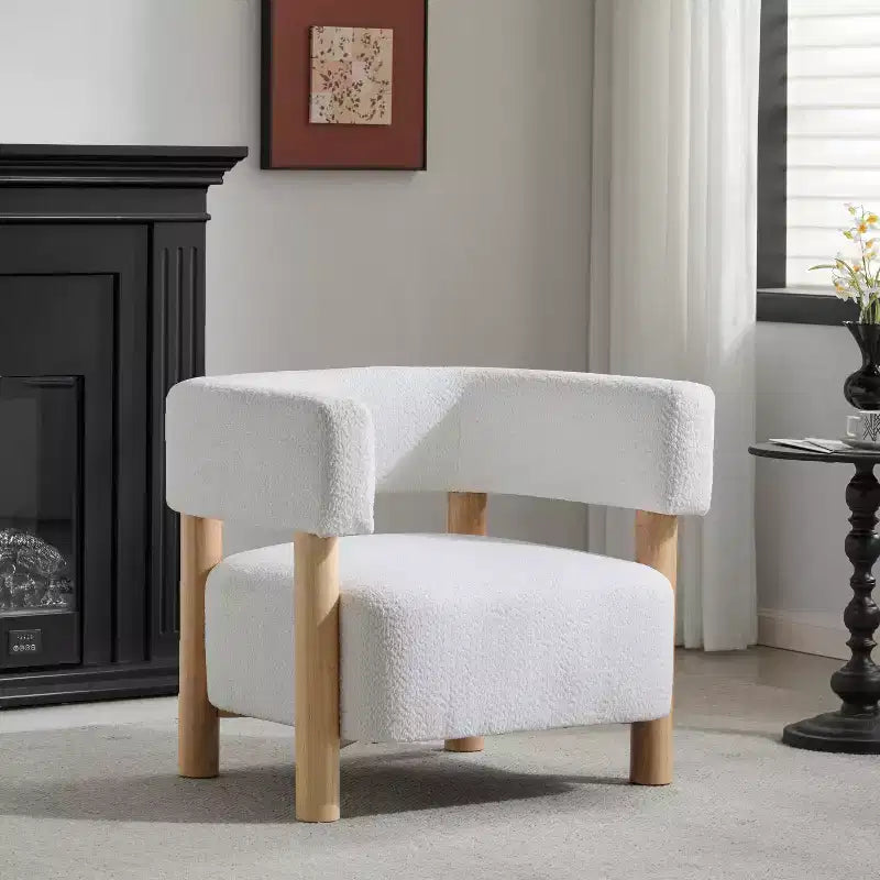 Fauteuil d'appoint rembourré en boucle Bram de Christopher Knight Home en bois d'hévéa avec dossier ouvert incurvé