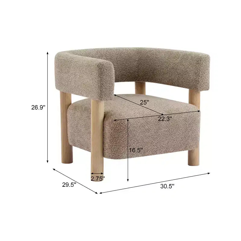 Fauteuil d'appoint rembourré en boucle Bram de Christopher Knight Home en bois d'hévéa avec dossier ouvert incurvé