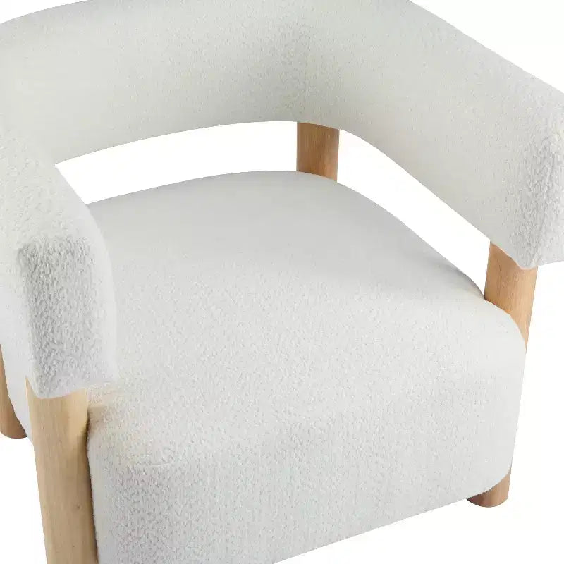 Fauteuil d'appoint rembourré en boucle Bram de Christopher Knight Home en bois d'hévéa avec dossier ouvert incurvé