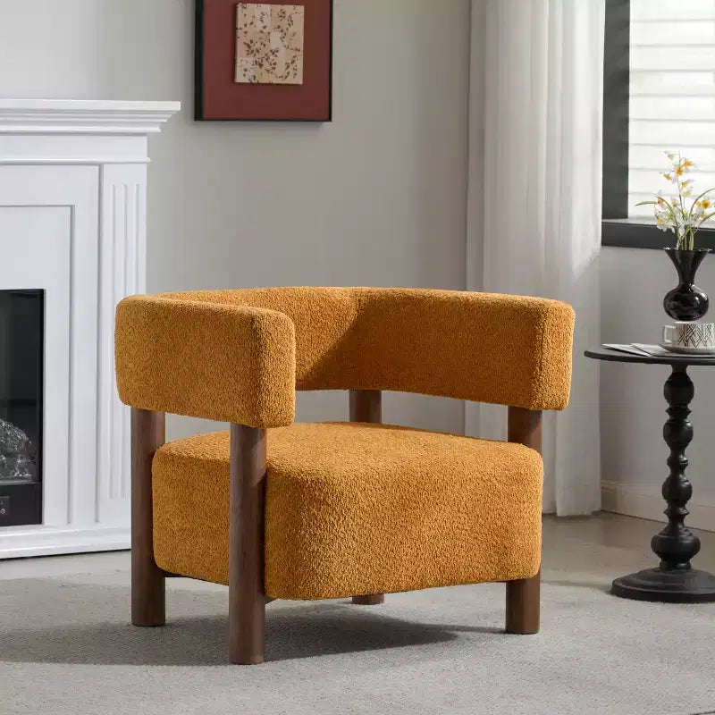 Fauteuil d'appoint rembourré en boucle Bram de Christopher Knight Home en bois d'hévéa avec dossier ouvert incurvé