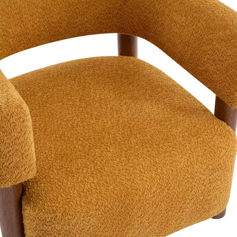 Fauteuil d'appoint rembourré en boucle Bram de Christopher Knight Home en bois d'hévéa avec dossier ouvert incurvé