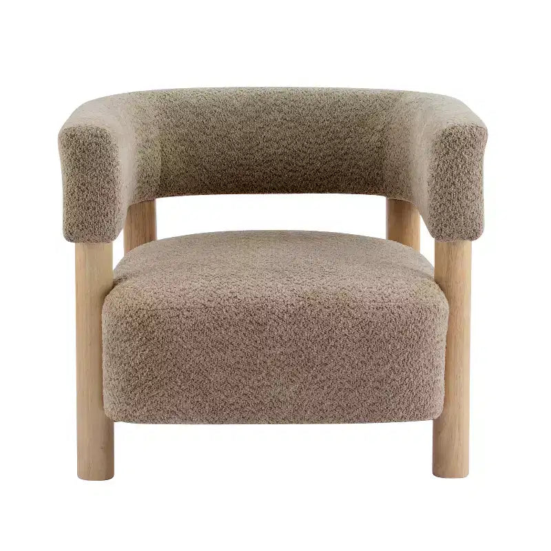 Fauteuil d'appoint rembourré en boucle Bram de Christopher Knight Home en bois d'hévéa avec dossier ouvert incurvé