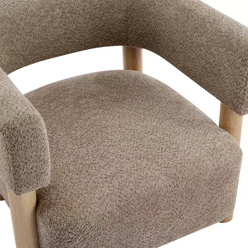 Fauteuil d'appoint rembourré en boucle Bram de Christopher Knight Home en bois d'hévéa avec dossier ouvert incurvé