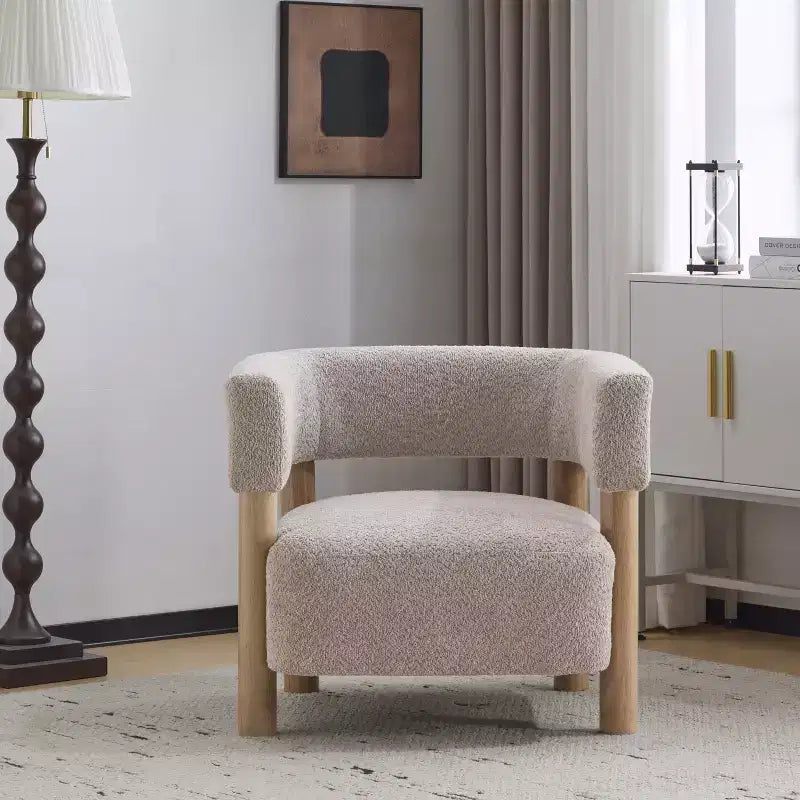 Fauteuil d'appoint rembourré en boucle Bram de Christopher Knight Home en bois d'hévéa avec dossier ouvert incurvé