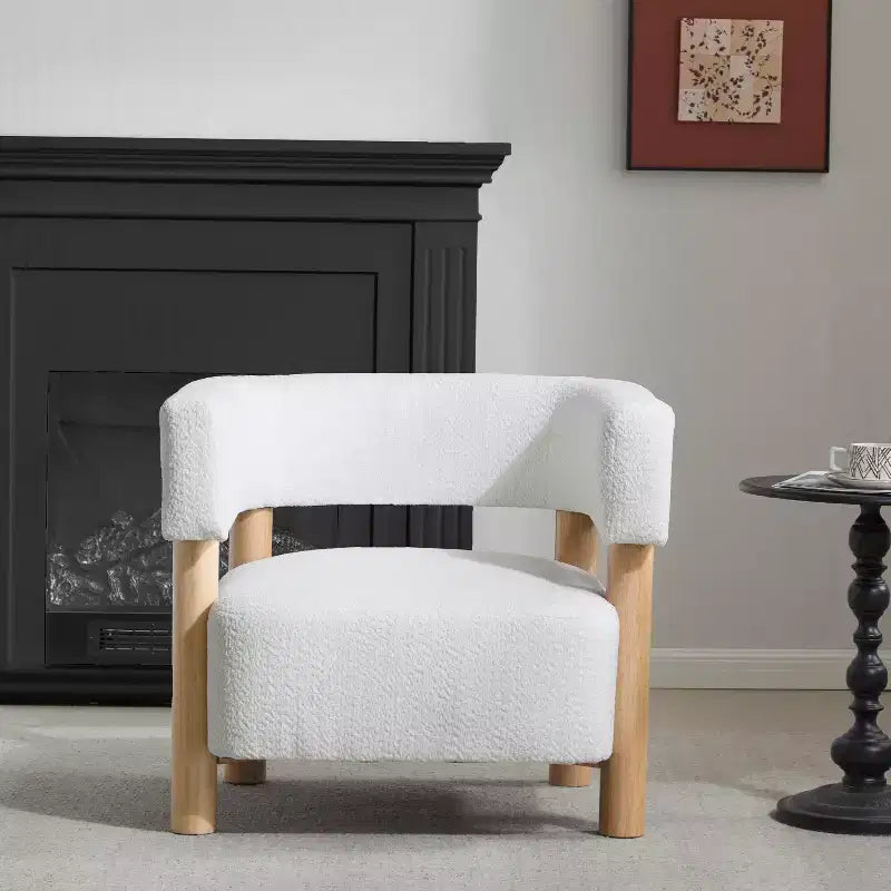 Fauteuil d'appoint rembourré en boucle Bram de Christopher Knight Home en bois d'hévéa avec dossier ouvert incurvé