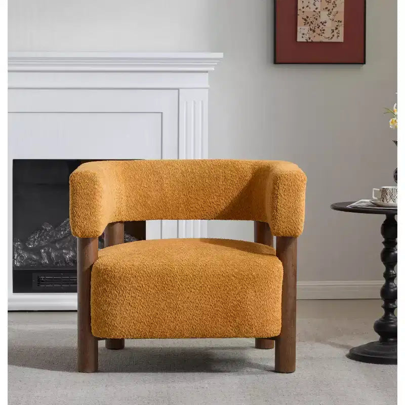 Fauteuil d'appoint rembourré en boucle Bram de Christopher Knight Home en bois d'hévéa avec dossier ouvert incurvé