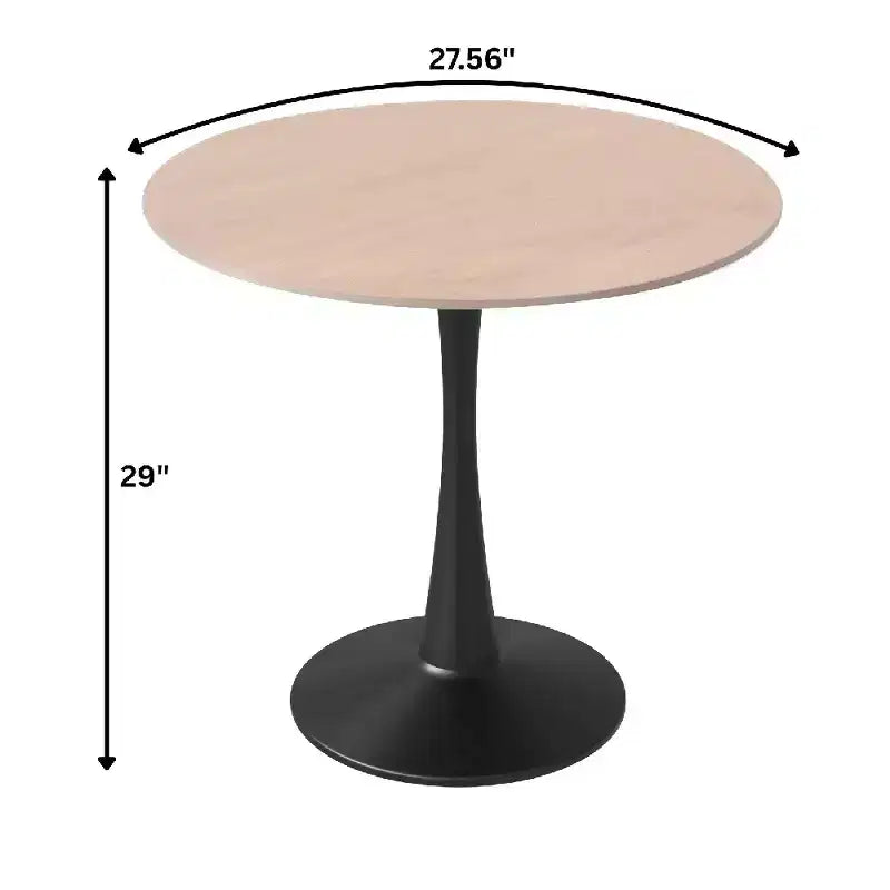 Table de salle à manger ronde LeisureMod Bristol 27, plateau en pierre frittée, piédestal en acier noir, table de café d'appoint pour cuisine et petits espaces