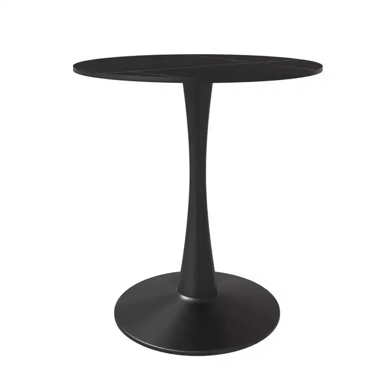 Table de salle à manger ronde LeisureMod Bristol 27, plateau en pierre frittée, piédestal en acier noir, table de café d'appoint pour cuisine et petits espaces