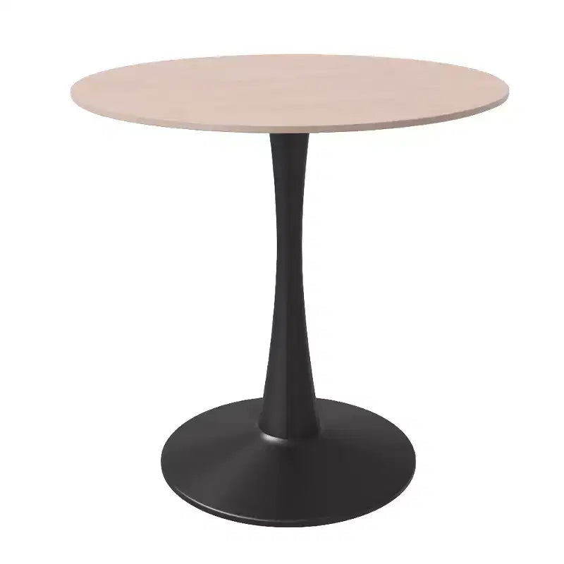 Table de salle à manger ronde LeisureMod Bristol 27, plateau en pierre frittée, piédestal en acier noir, table de café d'appoint pour cuisine et petits espaces