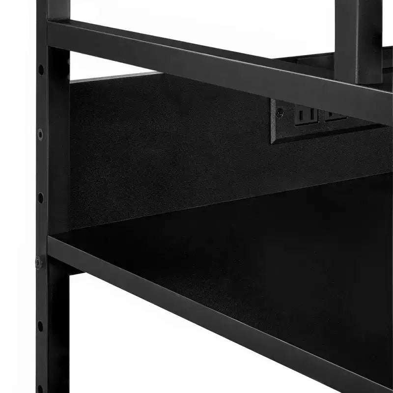 Meuble d'appoint pour imprimante VECELO, Chariot roulant à 3 niveaux avec étagères réglables sur 5 niveaux et roulettes verrouillables, Noir