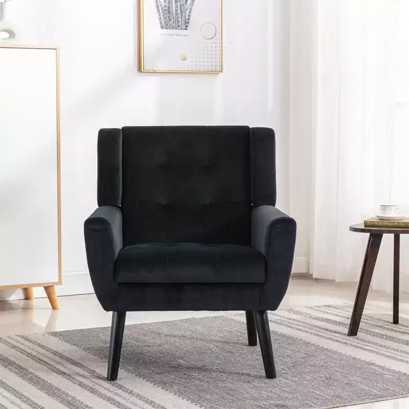 Fauteuil d'appoint Okak pour chambre à coucher, fauteuil de salon moderne en cuir souple ergonomique, avec pieds noirs pour intérieur