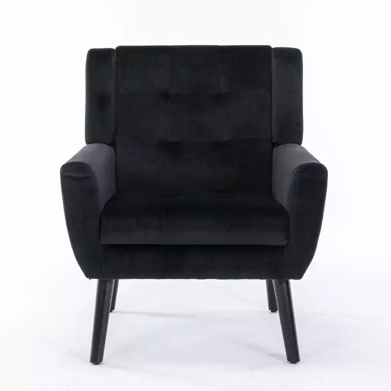 Fauteuil d'appoint Okak pour chambre à coucher, fauteuil de salon moderne en cuir souple ergonomique, avec pieds noirs pour intérieur