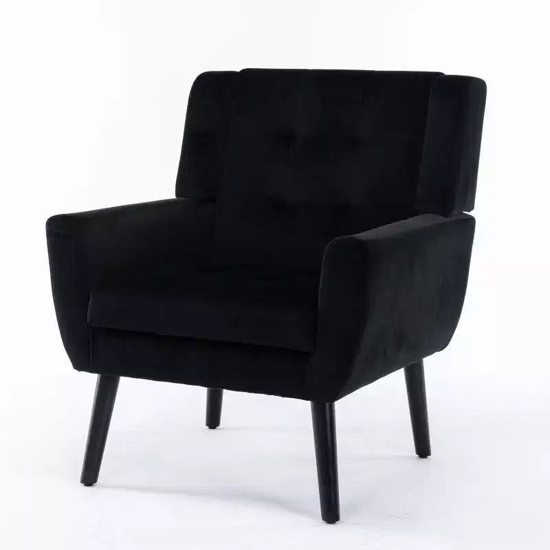 Fauteuil d'appoint Okak pour chambre à coucher, fauteuil de salon moderne en cuir souple ergonomique, avec pieds noirs pour intérieur